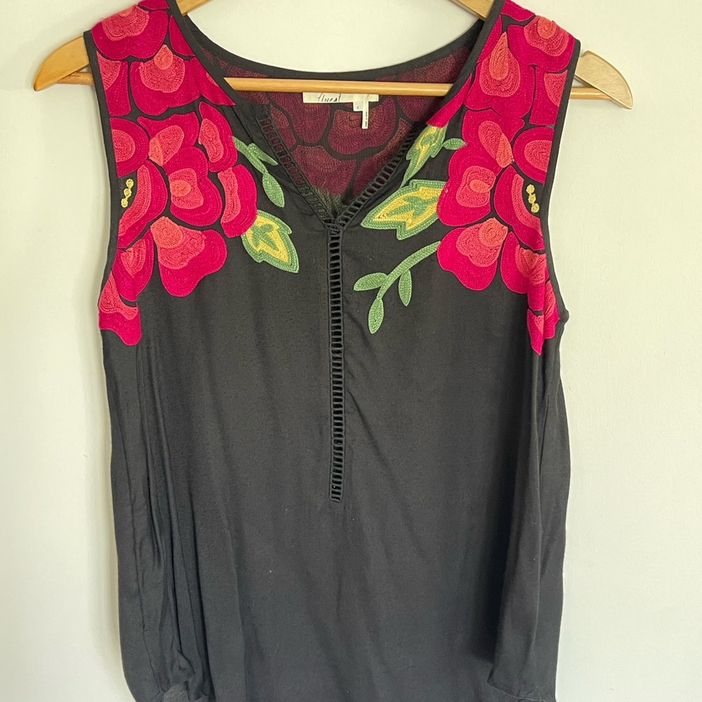 Anthropologie Floreat Pinnacle Embroidered Floral Tank Top Women’s Size Small. - Picture 3 of 9